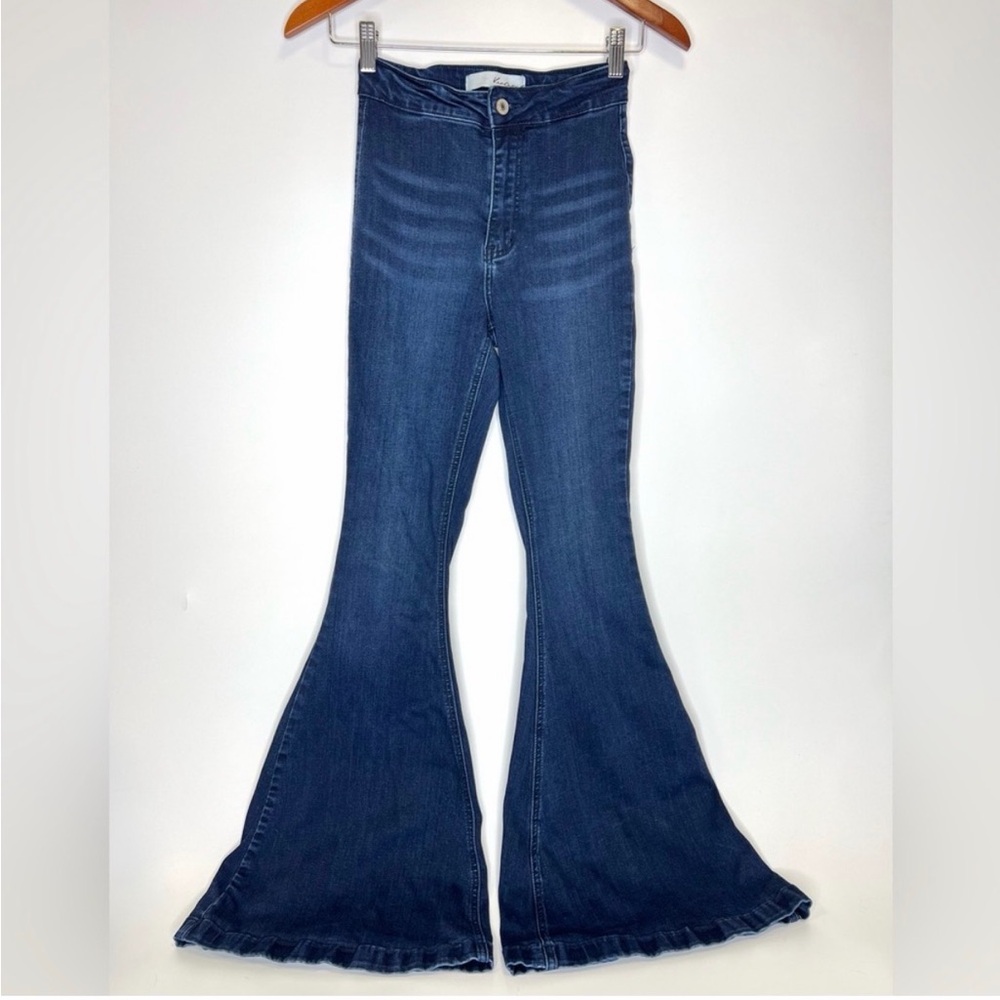 KanCan High Rise Super Flare Jeans Dark Wash Size 1/24 - Picture 2 of 4